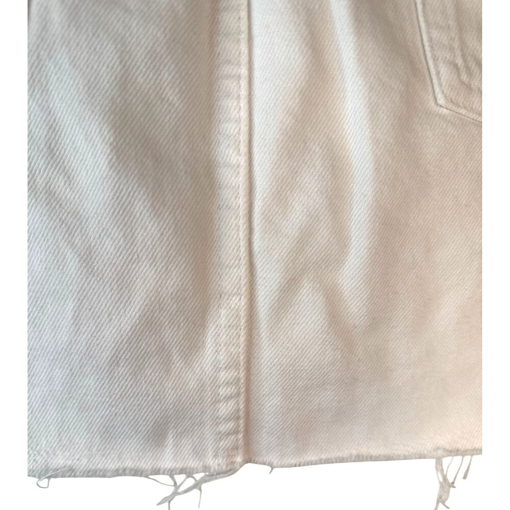 New ZARA White Medium Distressed Denim Mini Skirt Frayed Hem Casual Style - Picture 10 of 12